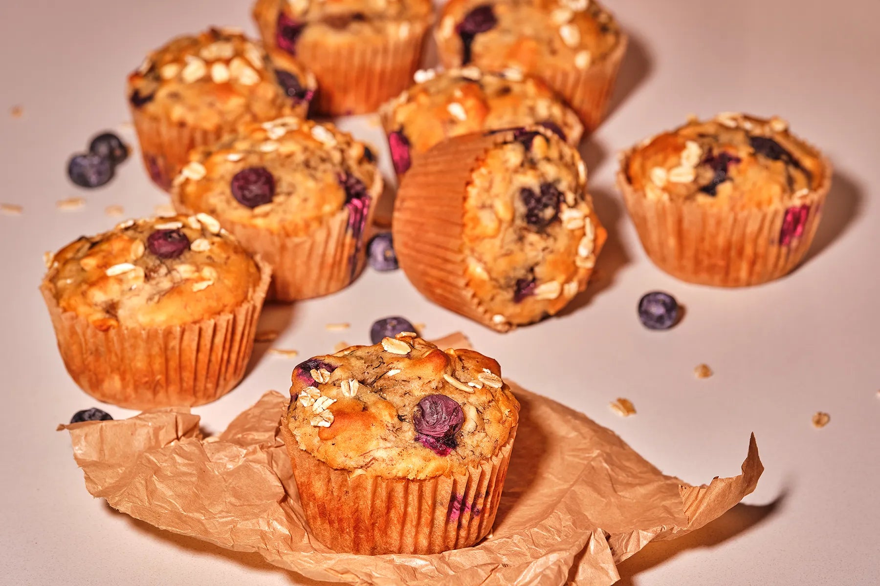 Banana Blueberry Oatmeal Muffins