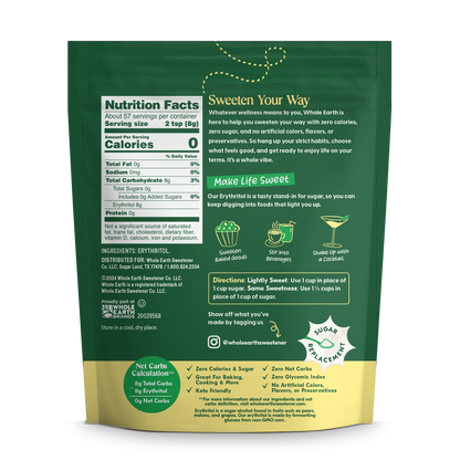 Whole Earth Pure Erythritol 16oz Back of pack