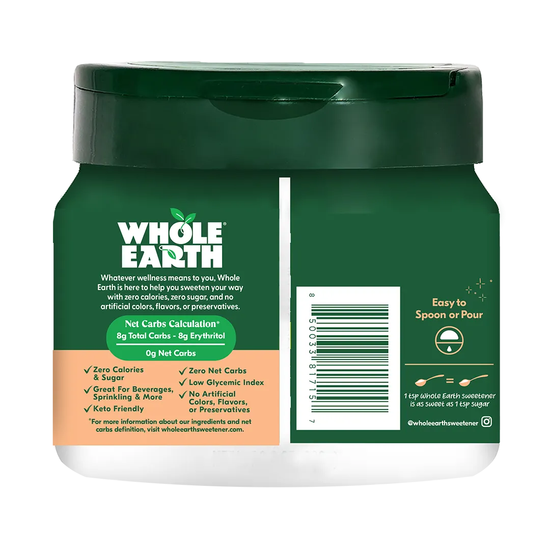 Whole Earth Monk Fruit jar back label