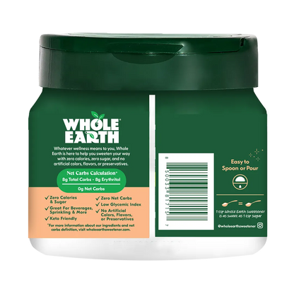 Whole Earth Monk Fruit jar back label