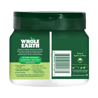 Whole Earth Stevia Leaf & Monk Fruit Jar Back Label