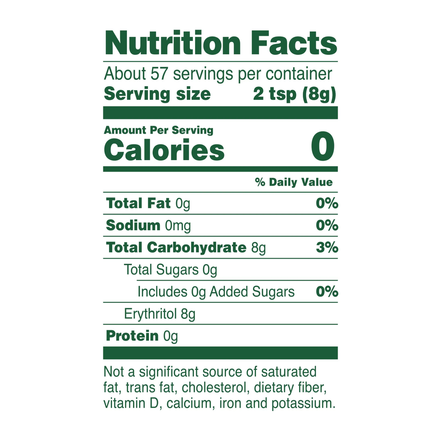 Whole Earth Erythritol 16 oz Nutrition Facts