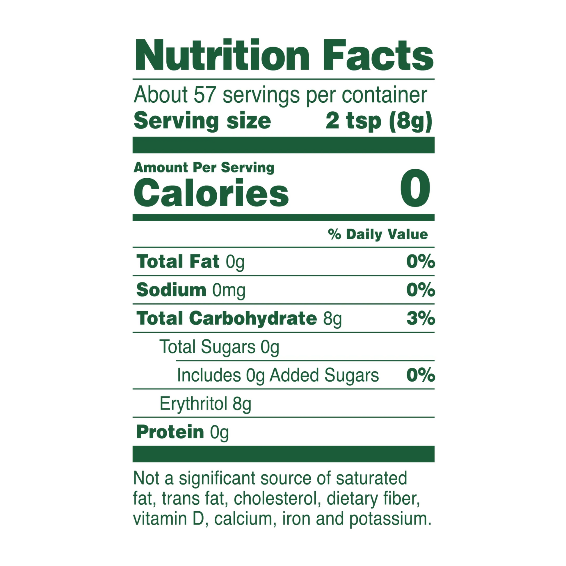 Whole Earth Erythritol 16 oz Nutrition Facts