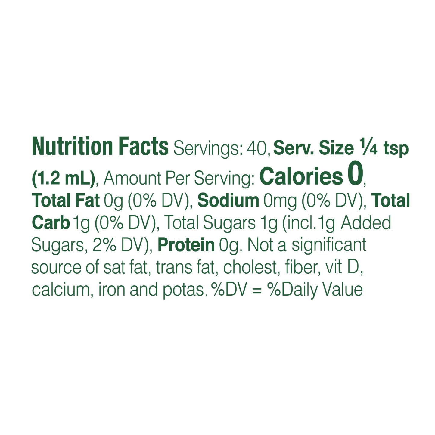 Whole Earth Stevia & Monk Fruit Liquid Nutrition Facts