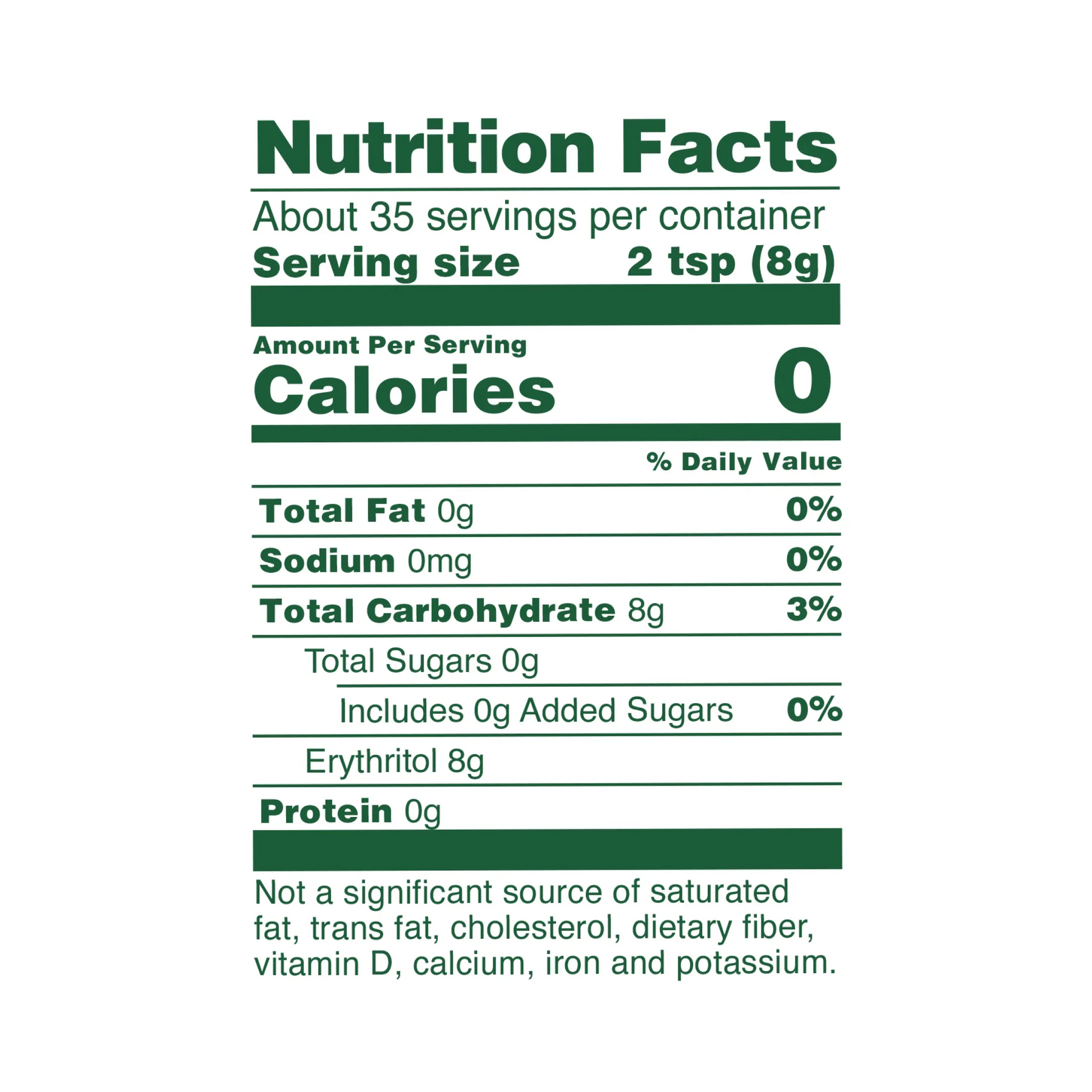 Whole Earth Monk Fruit Jar 9.8 oz Nutrition Facts