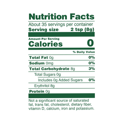 Whole Earth Monk Fruit Jar 9.8 oz Nutrition Facts