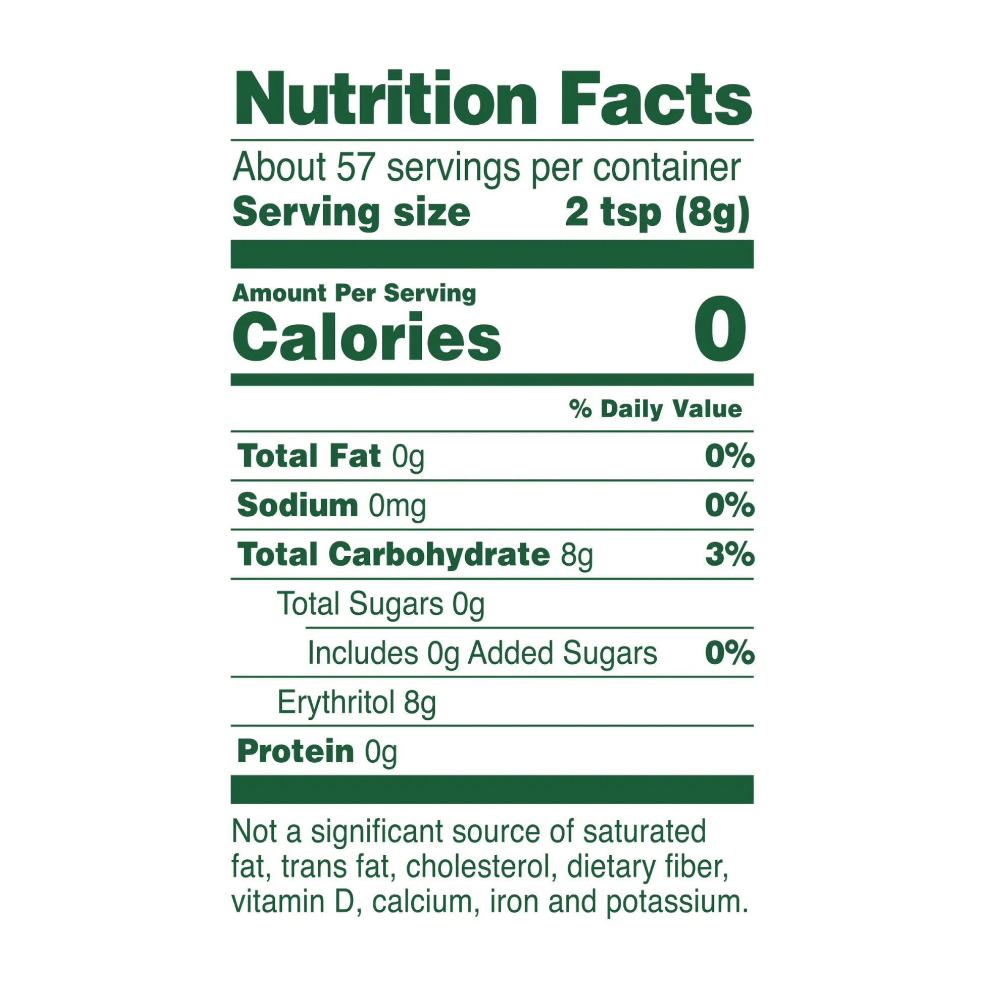 Whole Earth Organic Erythritol 16 ozNutrition Facts