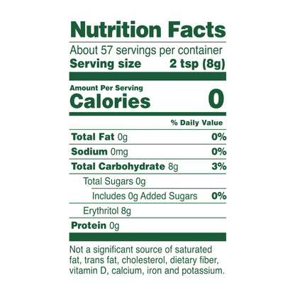 Whole Earth Organic Erythritol 16 ozNutrition Facts