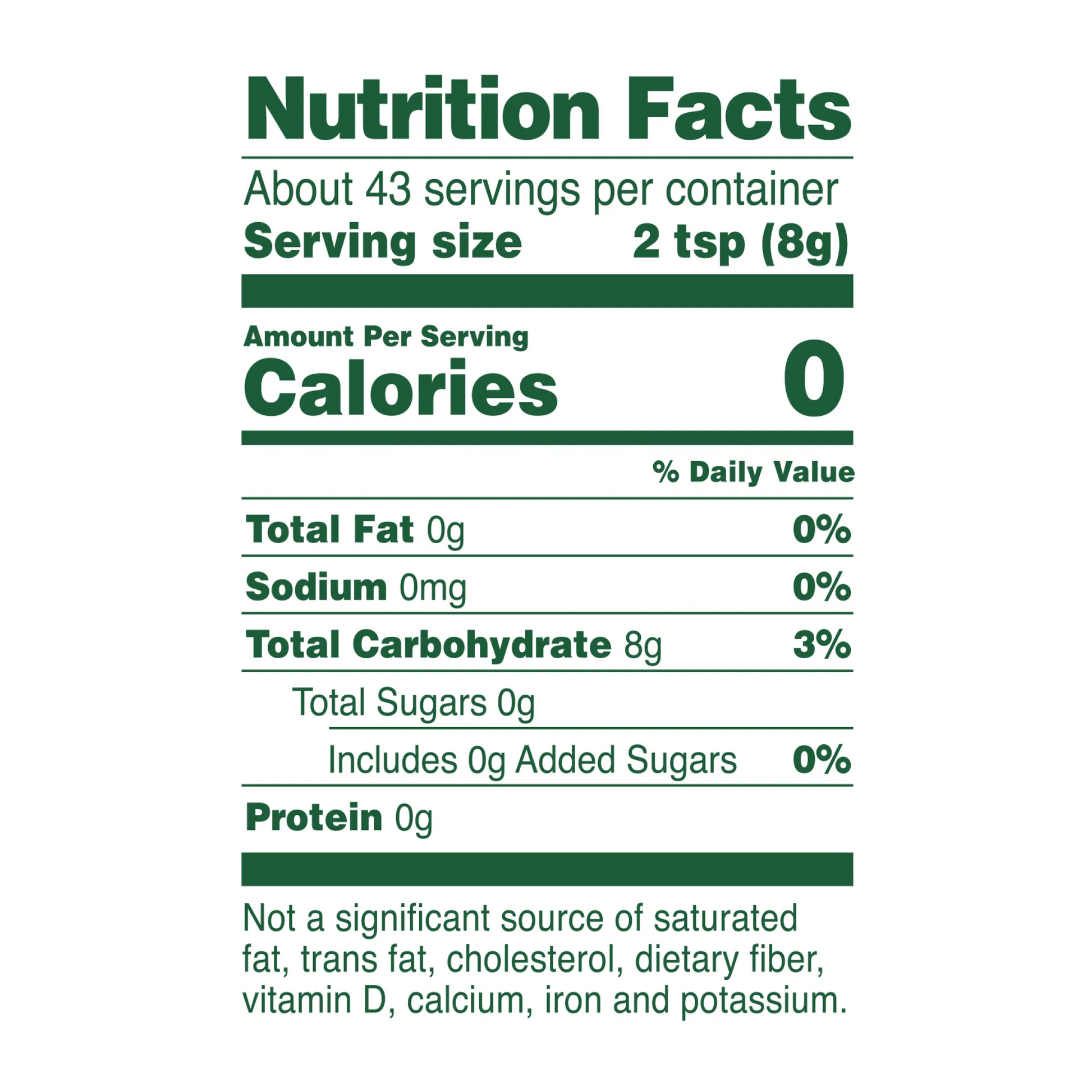 Whole Earth Stevia, Monk Fruit & Allulose Blend 12 oz Nutrition Facts