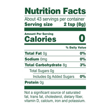 Whole Earth Stevia, Monk Fruit & Allulose Blend 12 oz Nutrition Facts