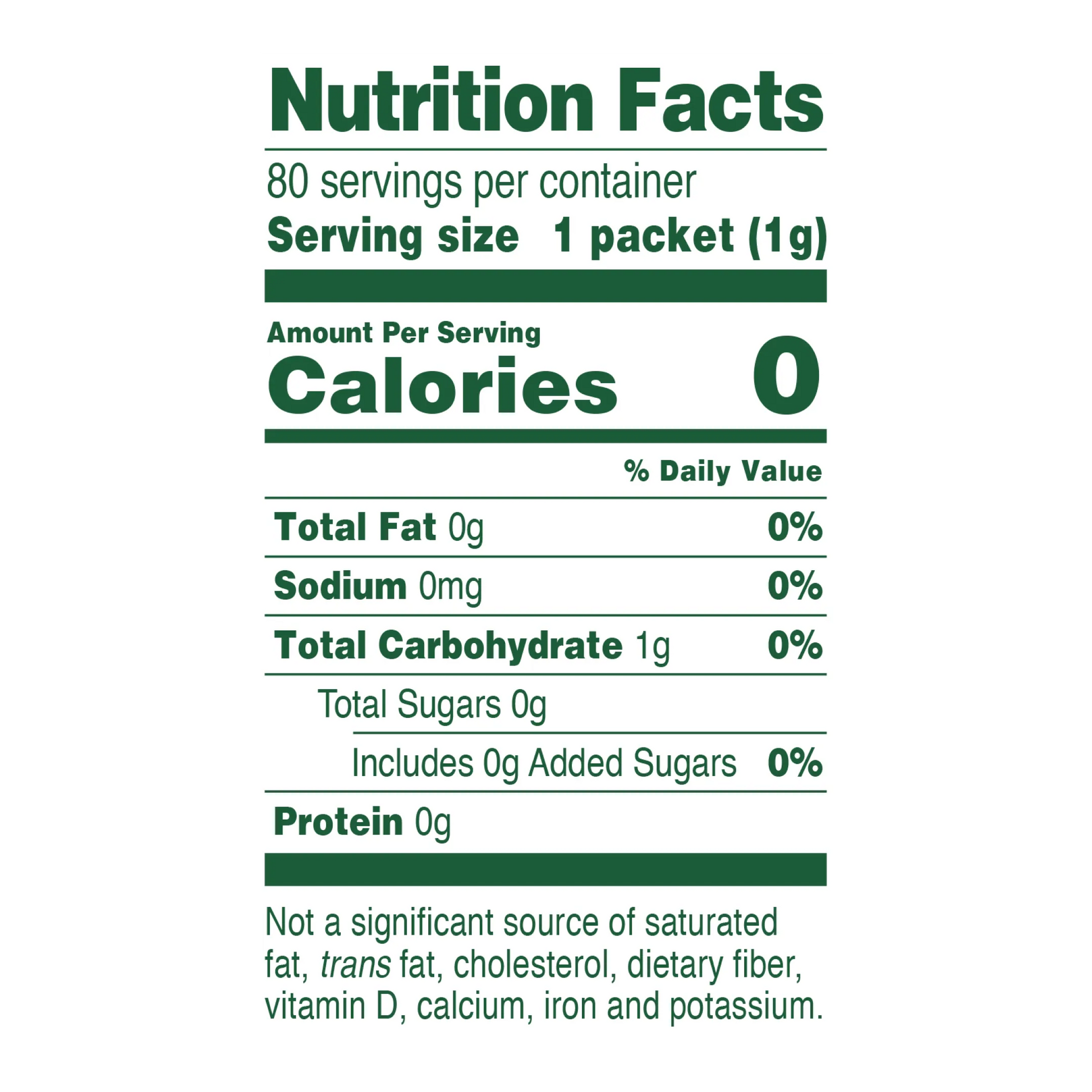 Whole Earth Stevia, Monk Fruit & Allulose 80 pack Nutrition Facts