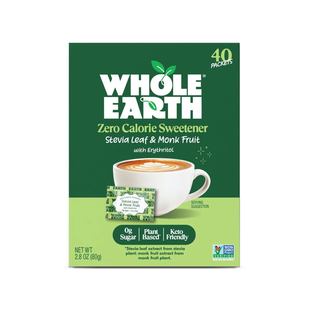 Whole Earth Stevia & Monk Fruit Sweetener - 40 Packets