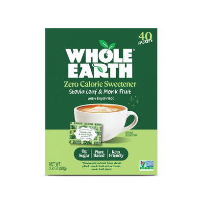Whole Earth Stevia & Monk Fruit Sweetener - 40 Packets